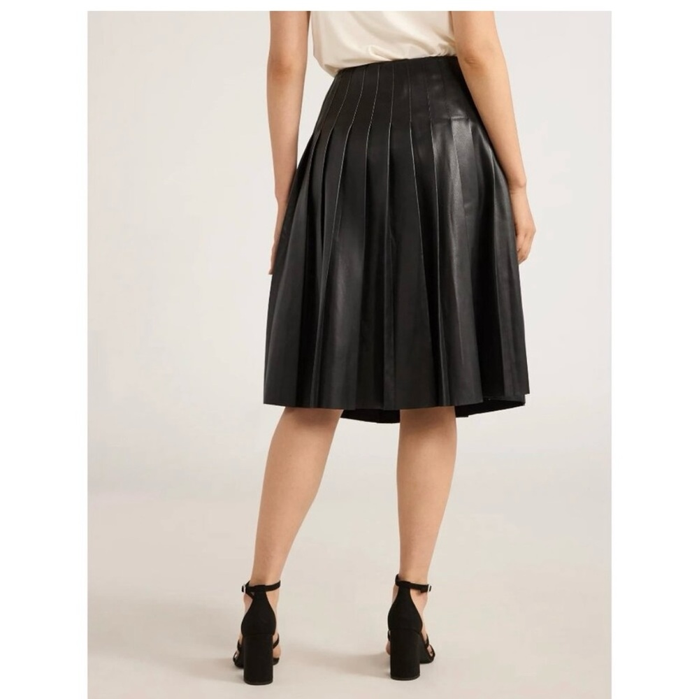 Faux Leather Pleated Skirt - Picture 3 of 8